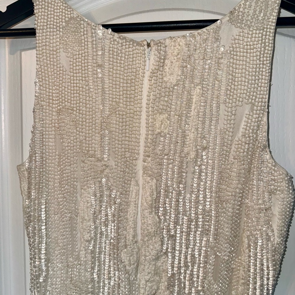 Parker, Ivory Beaded Gown, Size 6, Floor length, Sleeveless - Picture 5 of 11